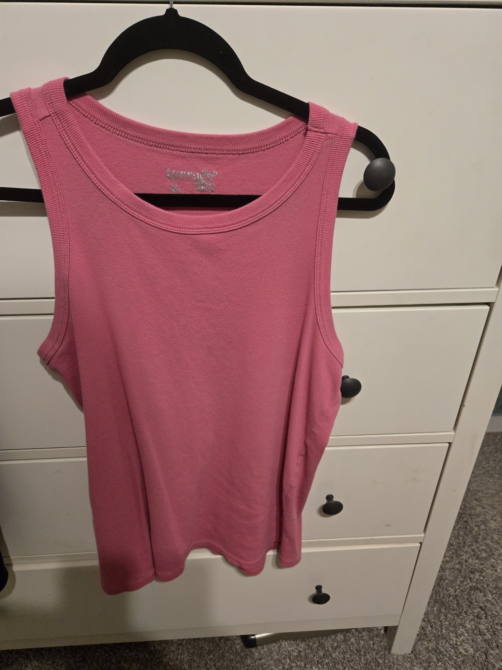 Terra & Sky Pink Ribbed Scoop Neck Tank Top OX-14W Large